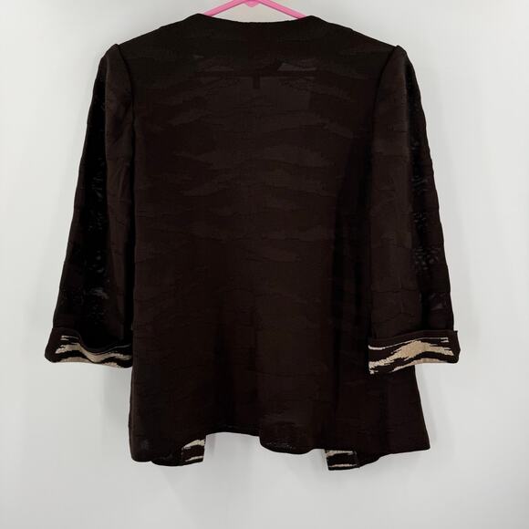 Ming Wang Cardigan Blazer Jacket Size Extra Small Brown Zebra Knit Career Office - Picture 2 of 15